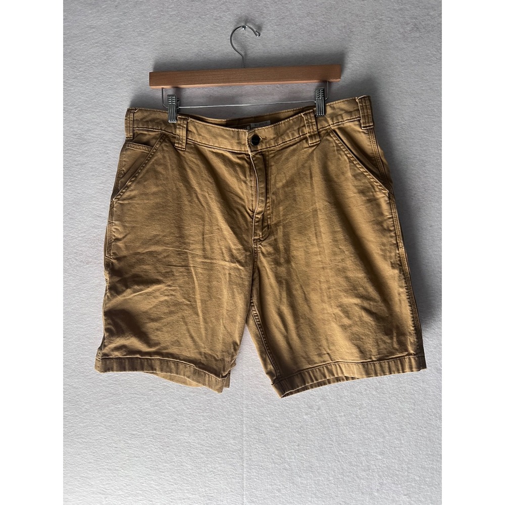 Carhartt Mens 38 Relaxed Fit Canvas Work Shorts Tan Brown Carpenter Utility 350